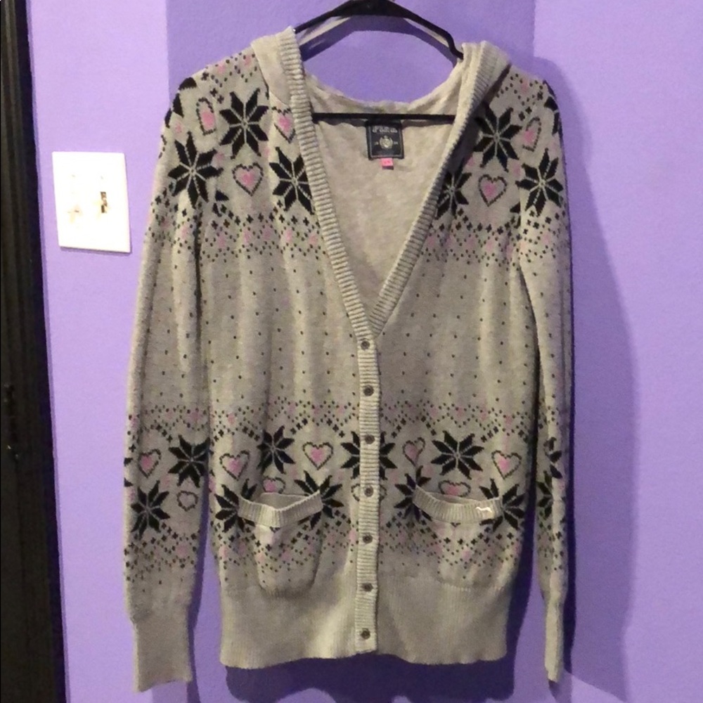 Cute VS Pink button down hooded cardigan.